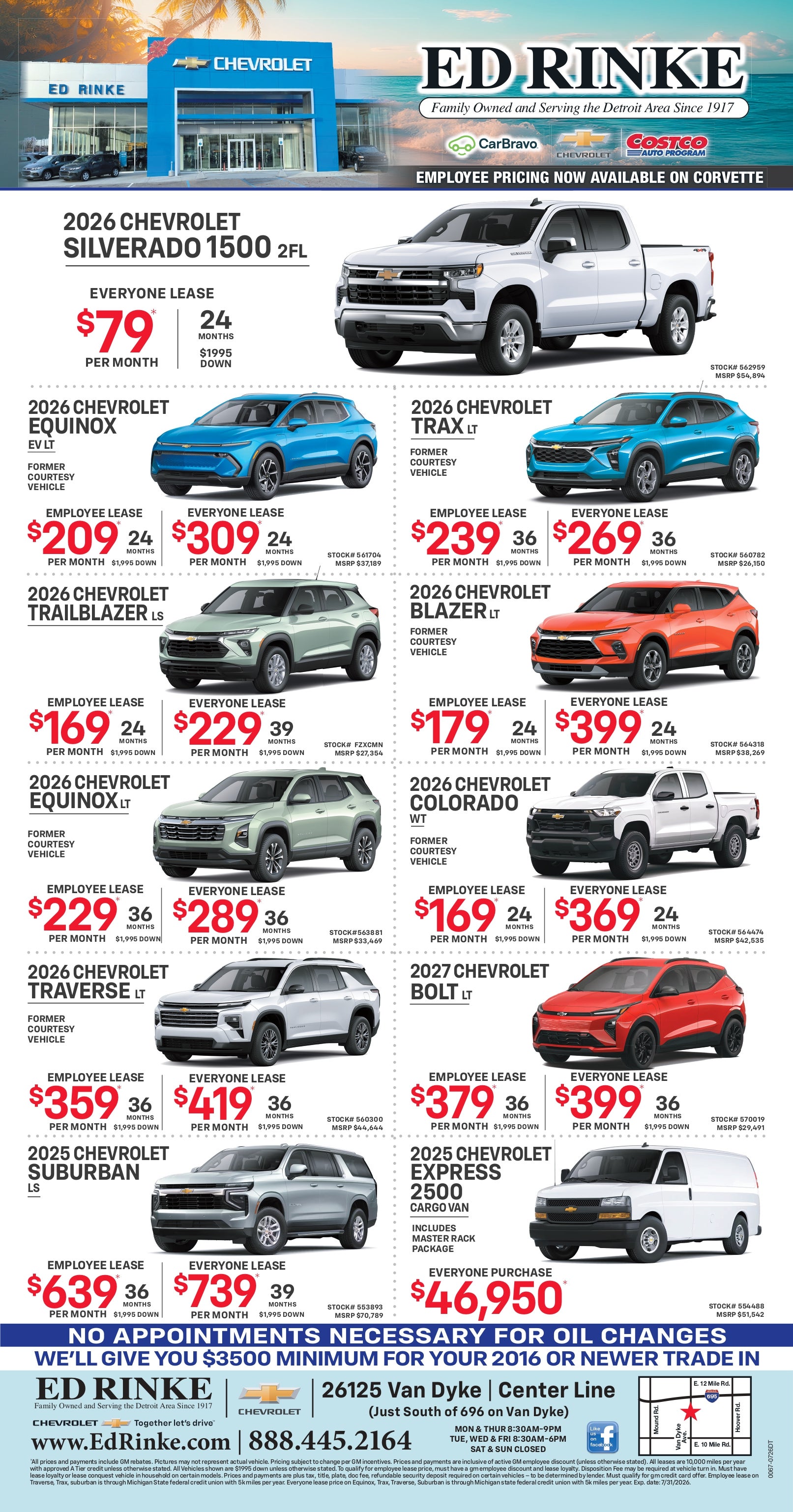 Weekly ad specials at Ed Rinke Chevrolet in Center Line MI