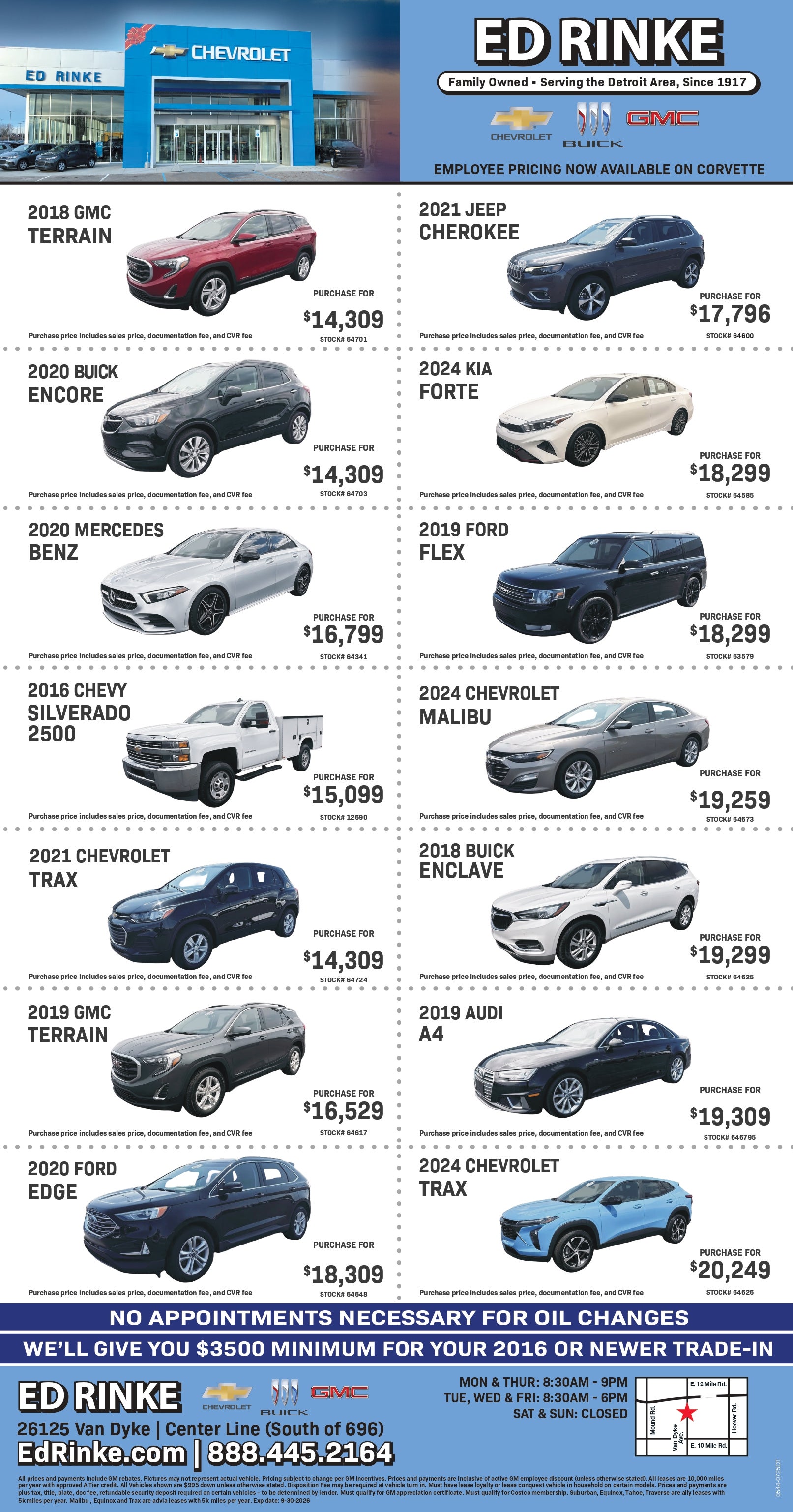 Weekly ad specials at Ed Rinke Chevrolet in Center Line MI