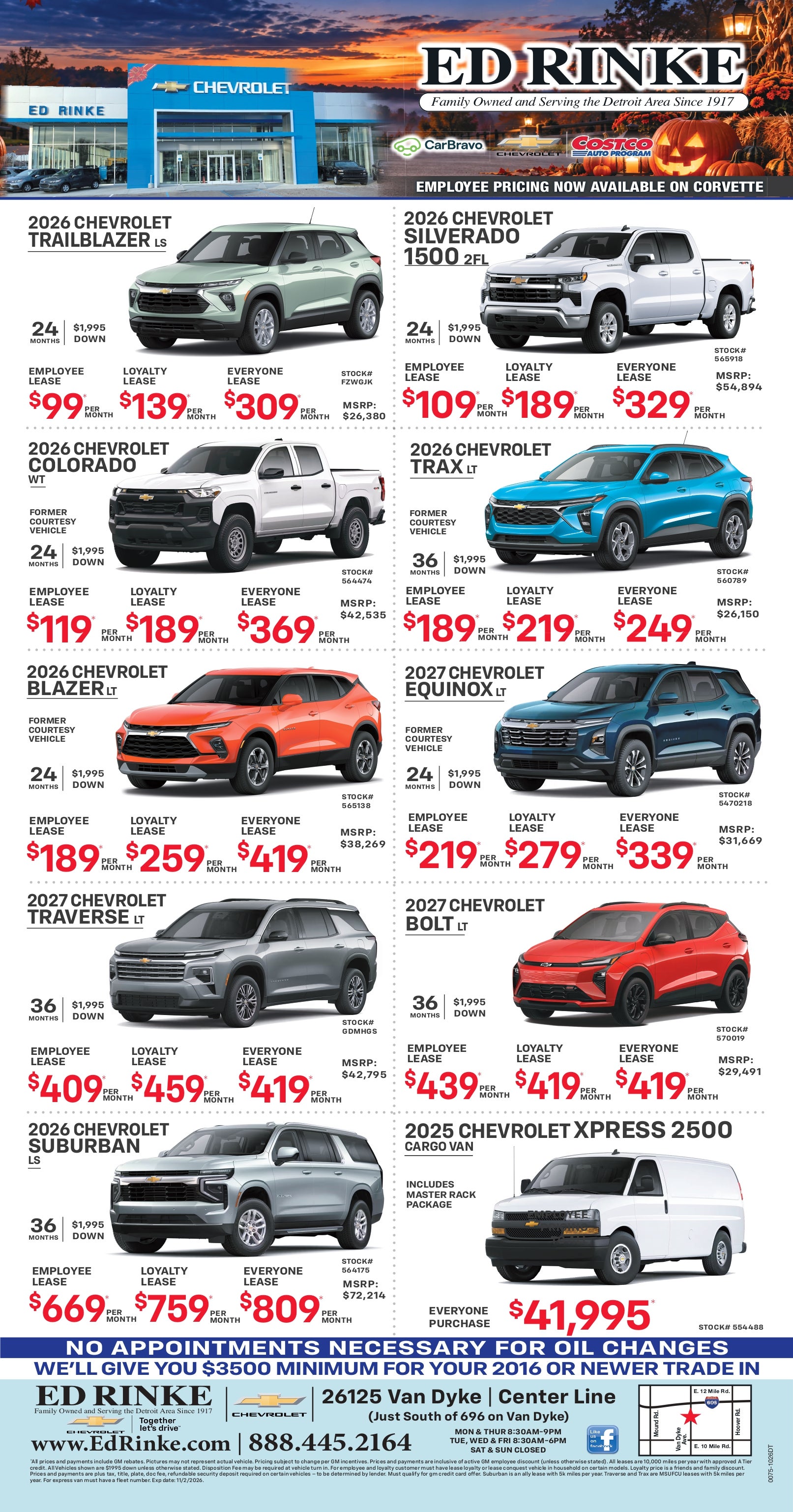 Weekly ad specials at Ed Rinke Chevrolet in Center Line MI