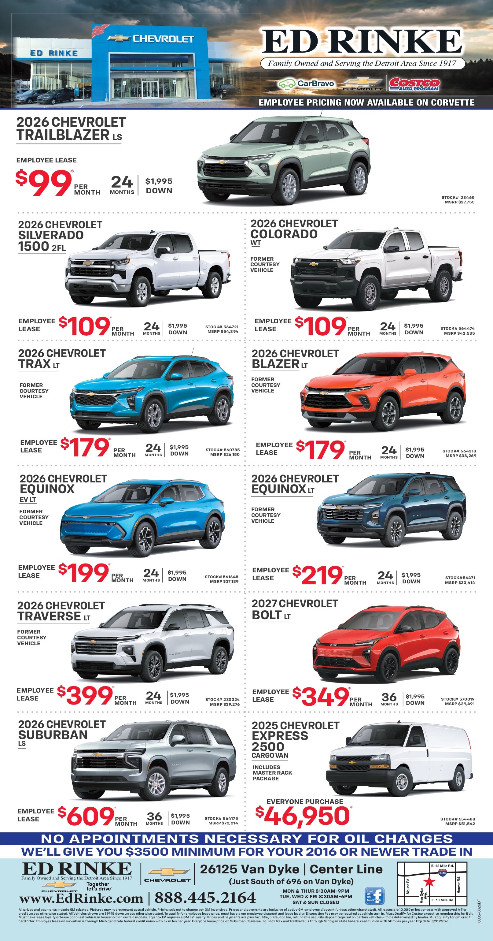 Weekly ad specials at Ed Rinke Chevrolet in Center Line MI
