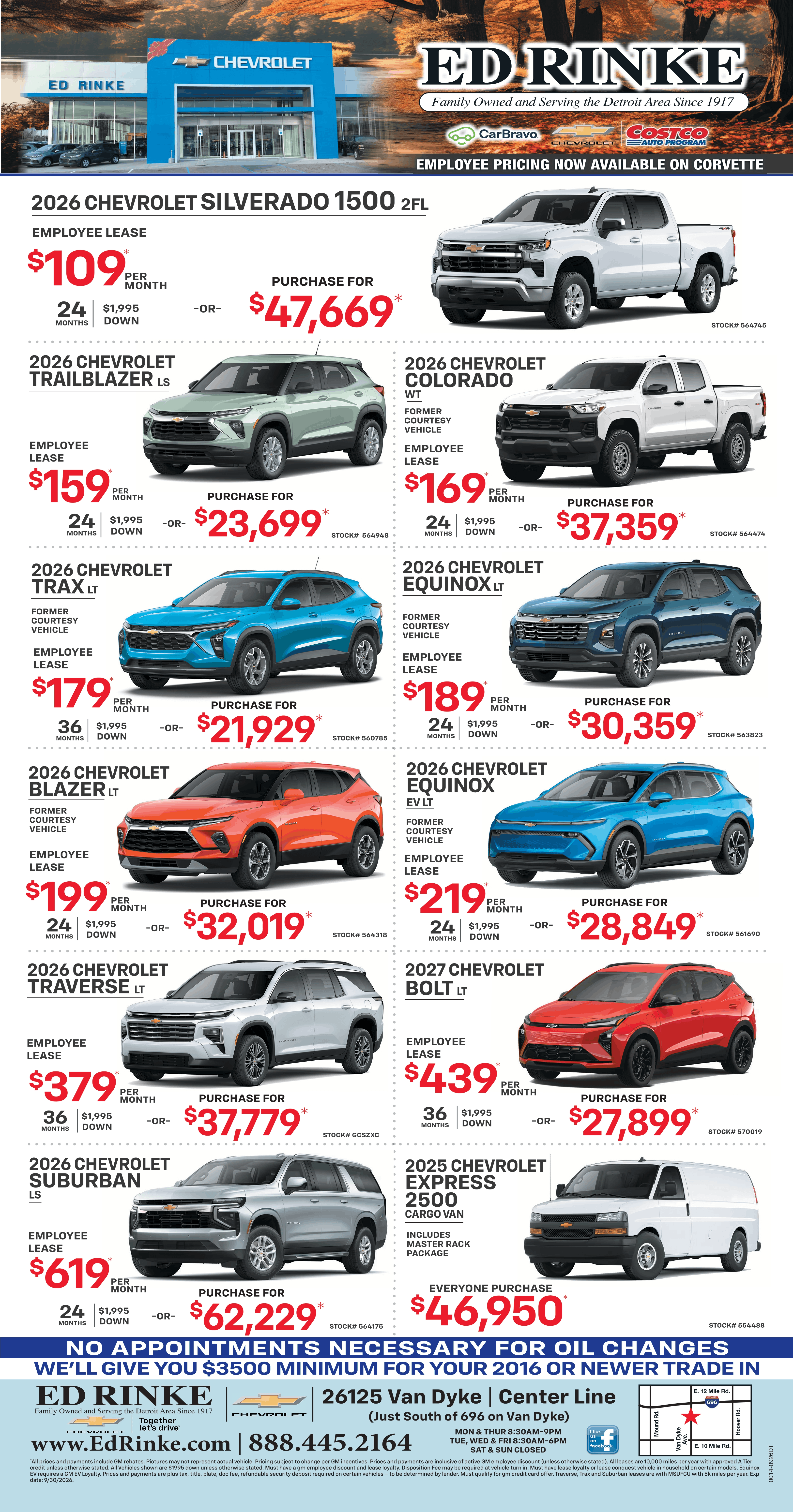 Weekly ad specials at Ed Rinke Chevrolet in Center Line MI