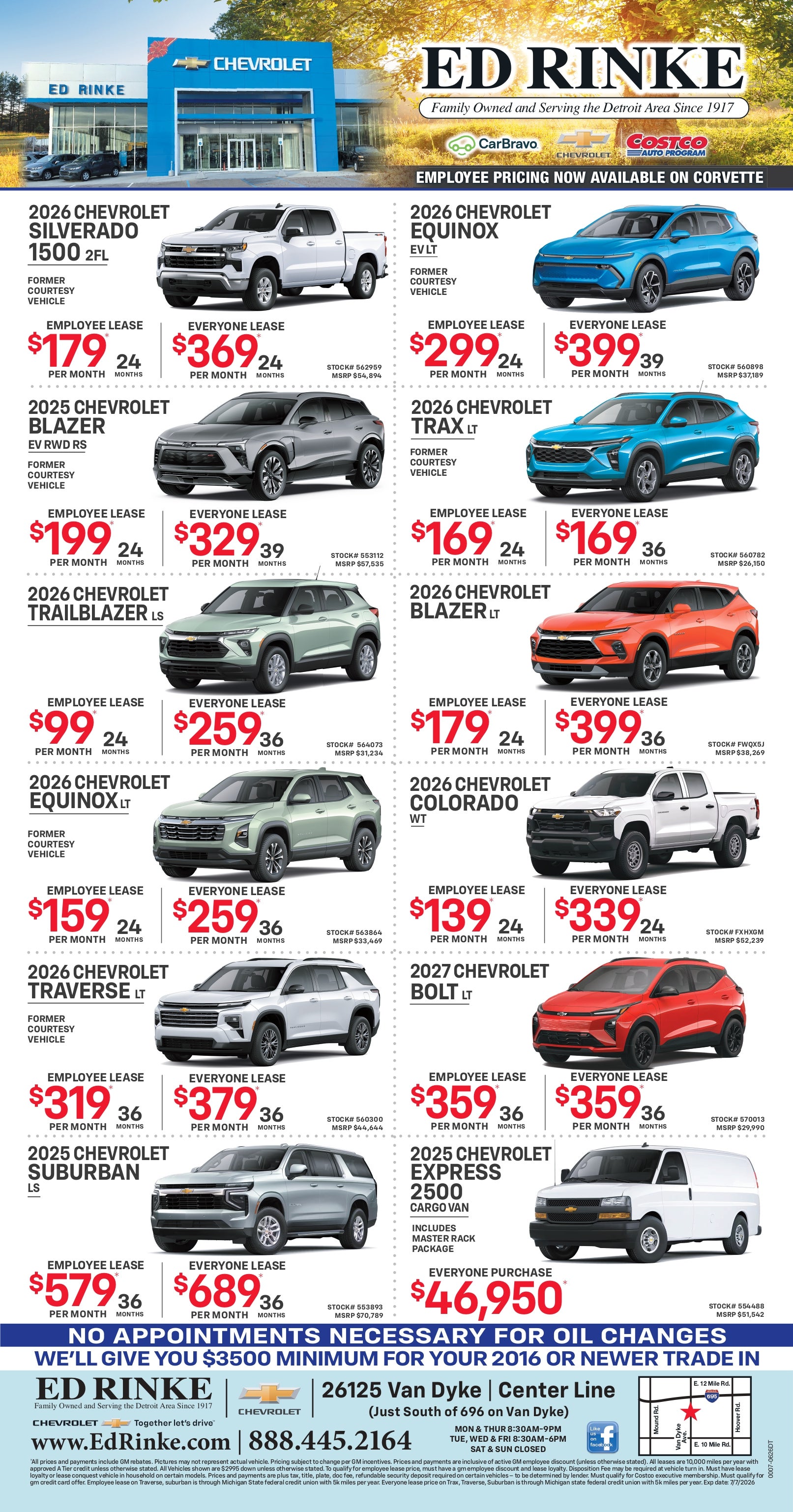 Weekly ad specials at Ed Rinke Chevrolet in Center Line MI