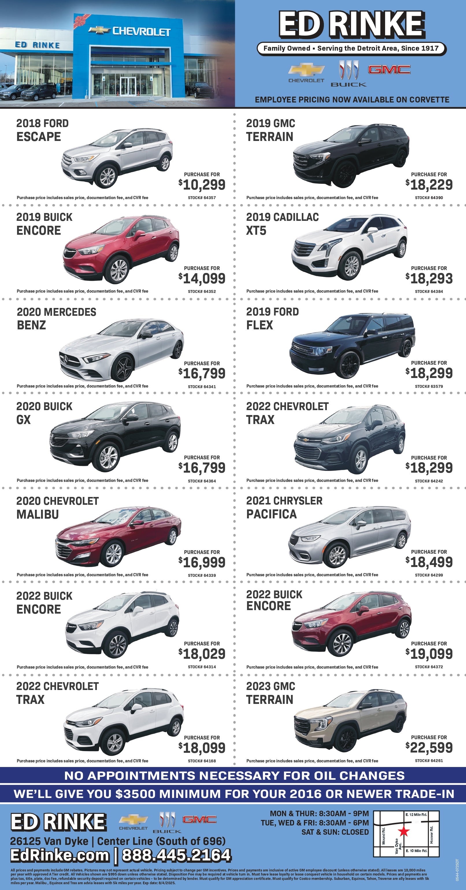 Weekly ad specials at Ed Rinke Chevrolet in Center Line MI