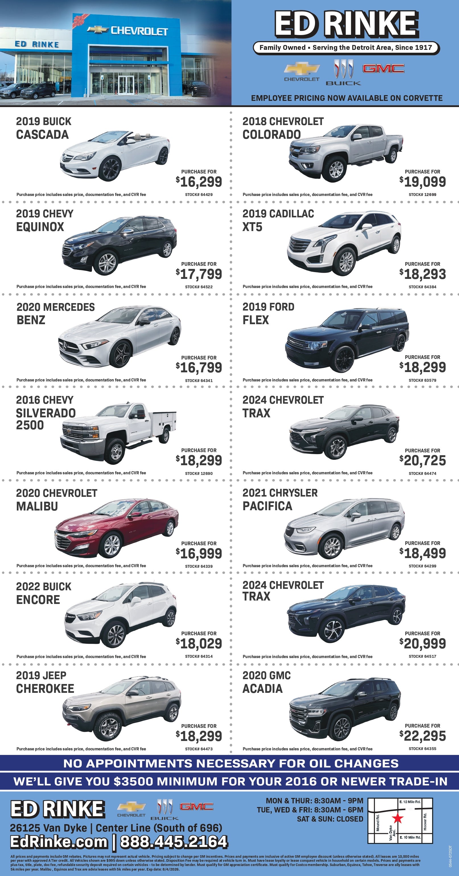 Weekly ad specials at Ed Rinke Chevrolet in Center Line MI