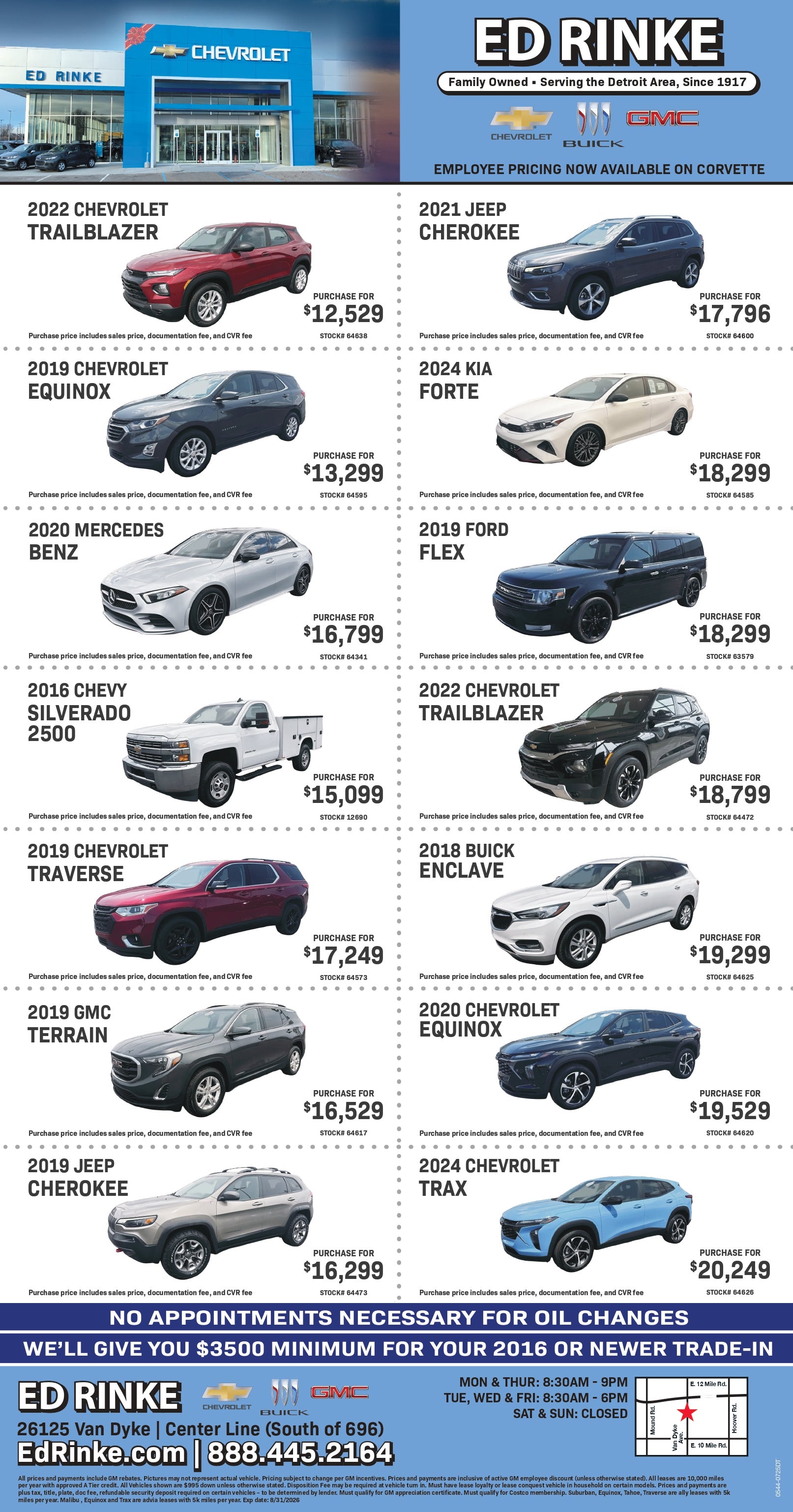 Weekly ad specials at Ed Rinke Chevrolet in Center Line MI