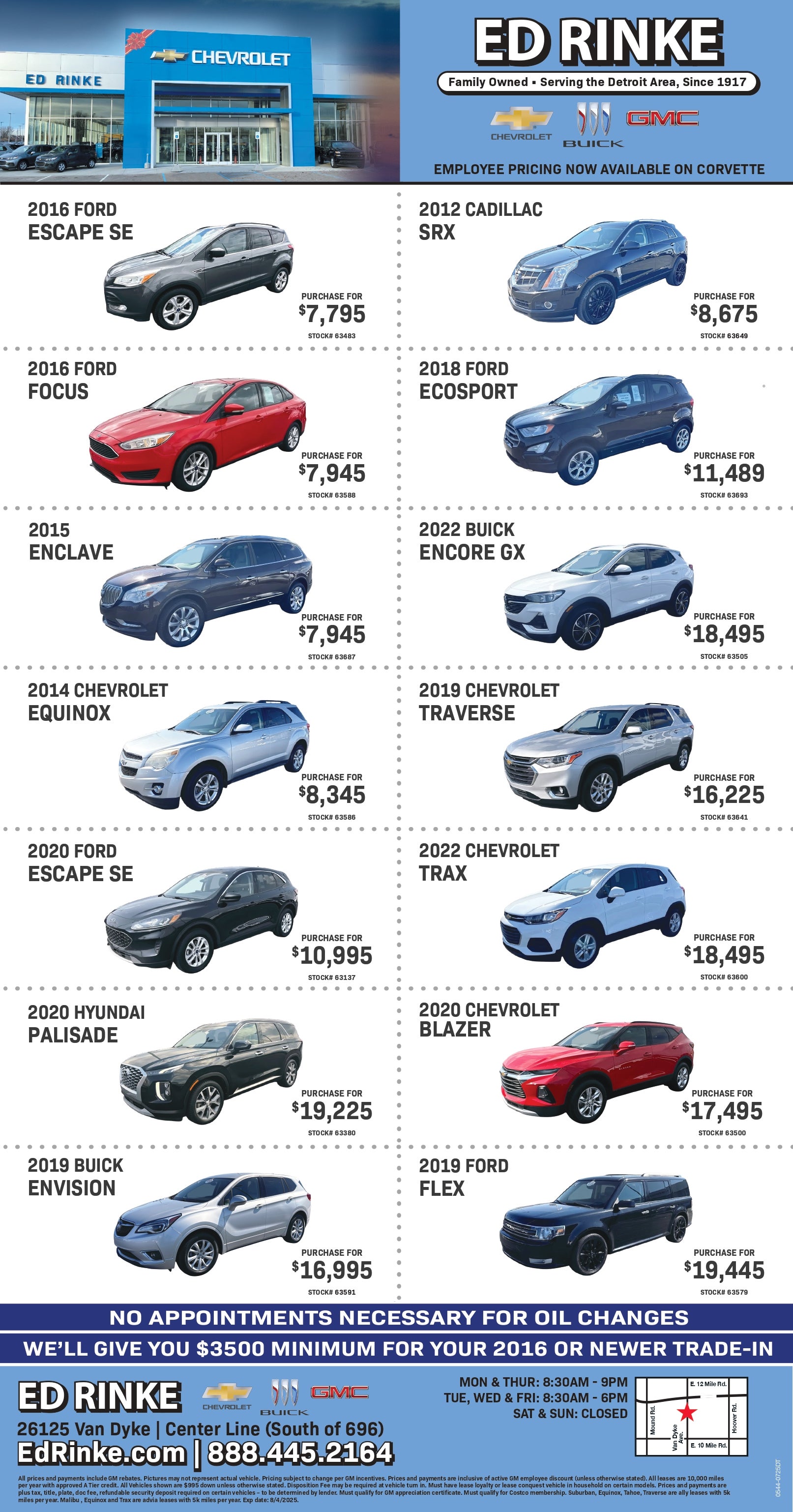 Weekly ad specials at Ed Rinke Chevrolet in Center Line MI
